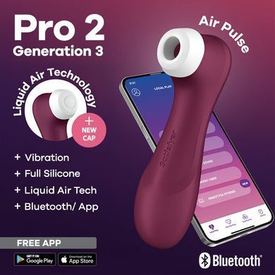 Вакуумний кліторальний стимулятор Satisfyer Pro 2 Generation 3 with Liquid Air Connect App Wіnе Red