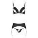 Комплект з екошкіри Passion MILEY SET S/M, black, трусики, бюстгальтер, пояс для панчіх