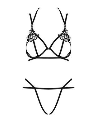 Еротичний комплект зі стреп Obsessive Badossa 2-pcs set L/XL, чорний, з доступом