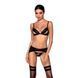 Комплект з екошкіри Passion MILEY SET XXL/XXXL, black, трусики, бюстгальтер, пояс для панчіх