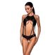 Боді з відкритим доступом Passion TASMINA BODY L/XL black, екошкіра, шнурівки, ажурні мережива