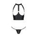 Комплект білизни з відкритими грудьми Passion GENEVIA SET WITH OPEN BRA L/XL black, корсет, стрінги