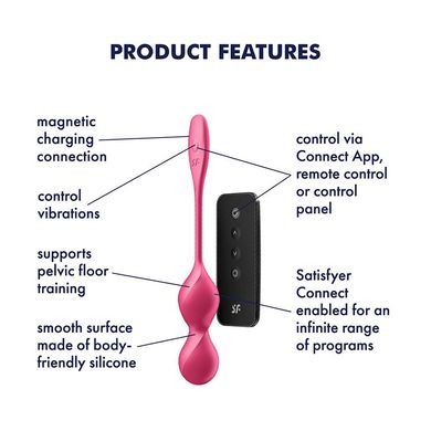 Вагінальні смарт-кульки з вібрацією Satisfyer Love Birds 2 Connect App Red, 86 г, пульт ДК