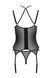 Корсет Passion DROSERA CORSET black, L/XL, з кріпленнями для панчіх, трусики в комплекті