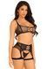 Комплект Leg Avenue Top and garter harness, One Size, чорний, сітчастий, топ + пояс з гартерами