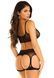 Комплект Leg Avenue Top and garter harness, One Size, чорний, сітчастий, топ + пояс з гартерами