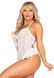 Боді з відкритою спиною та рюшами на стегнах Leg Avenue Lace Floral Lace Halter Teddy One Size, White