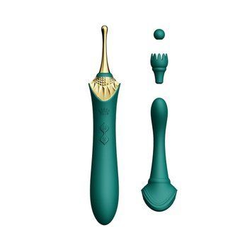 Вагінально-кліторальний вібратор Zalo &mdash; Bess Turquoise Green, багатофункціональний із насадками