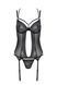 Корсет Passion DROSERA CORSET black, S/M, з кріпленнями для панчіх, трусики в комплекті