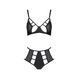 Комплект білизни Passion TASMINA SET S/M black, ліф, високі трусики з корсетом ззаду