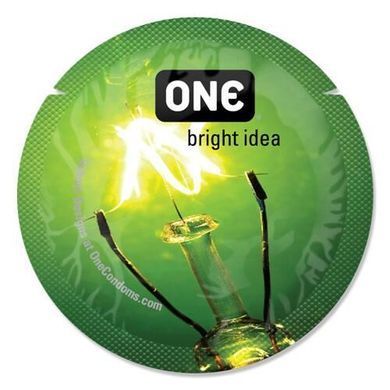 Презерватив ONE Glowing Pleasures, 1 шт, світиться в темряві, зі змазкою