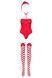 Тедді Obsessive Kissmas teddy, S/M, червоне, без бретелей, чокер, панчохи та шапка з помпоном у наборі