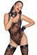 Боді Noir Handmade F242 Tulle body with patterned flock embroidery, L