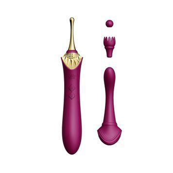 Вагінально-кліторальний вібратор Zalo &mdash; Bess Velvet Purple, мультифункціональний із насадками