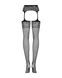 Сетчатые чулки-стокинги с имитацией гартеров Obsessive Garter stockings S500 S/M/L, черные, с доступ