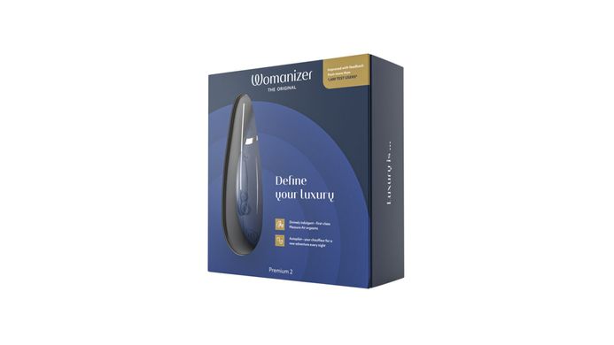 Вакуумный клиторальный стимулятор Womanizer Premium 2 - Blueberry, функции Autopilot и Smart Silence