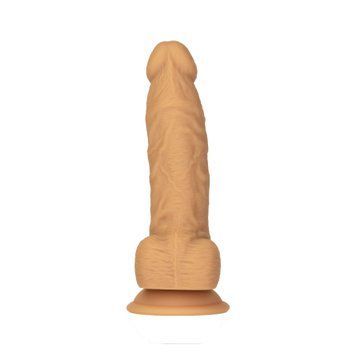 Фалоімітатор ADDICTION Dual Density Silicone Dildo Caramel 8&Prime;, присоска, діаметр 4,3 см, віброкуля