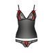 Комплект білизни Passion MELISSA SET S/M, black, ліф-сорочка зі шнурівкою і трусики