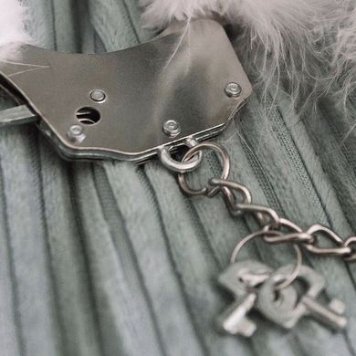 Наручники металеві Adrien Lastic Handcuffs White з білою пухнастою обробкою