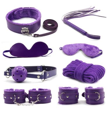 Набор БДСМ с мехом фиолетовый