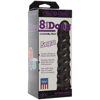 Дилдо Doc Johnson CodeBlack - 8 Inch Raging Vac-U-Lock із стимулювальним рельєфом, діаметр 3,8 см