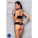 Комплект з еко-шкіри Passion NANCY BIKINI XXL/XXXL, black, бра та трусики з імітацією шнурівки