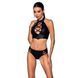 Комплект з еко-шкіри Passion NANCY BIKINI XXL/XXXL, black, бра та трусики з імітацією шнурівки