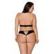Комплект із екошкіри Passion MALWIA SET with Open Bra 6XL/7XL black, топ та трусики з люверсами