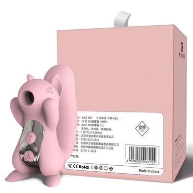 Вакуумний стимулятор з вібрацією KisToy Miss UU Pink, іграшка 2-в-1