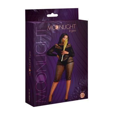 Сукня-бодістокінг Moonlight Plus Model 03 XL-XXXL Black, міді, довгий рукав