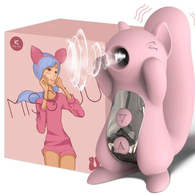 Вакуумний стимулятор з вібрацією KisToy Miss UU Pink, іграшка 2-в-1