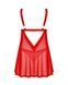 Бебі-дол Obsessive Elianes babydoll & thong, M/L, червоний, мереживний ліф, трусики-танга в наборі