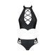 Комплект з екошкіри Passion NANCY BIKINI 4XL/5XL black, бра та трусики з імітацією шнурівки
