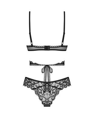 Комплект Obsessive Blomentis 2-pcs set, XL/2XL, мереживний, ліф із зав&rsquo;язками на спині, трусики-сліпи