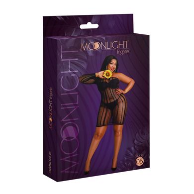 Сукня-бодістокінг Moonlight Plus Model 05 XL-XXXL Black, закрите одне плече та рукав
