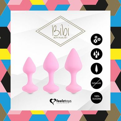 Набір силіконових анальних пробок FeelzToys - Bibi Butt Plug Set 3 pcs Pink