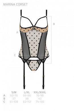 Корсет Passion MARINA CORSET, L/XL, beige, з відкритими чашками
