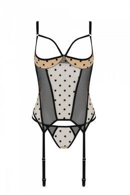 Корсет Passion MARINA CORSET, L/XL, beige, з відкритими чашками