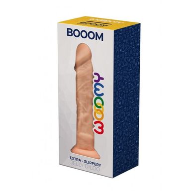 Фалоимитатор Wooomy Booom, с присоской, совместим с трусиками для страпона, 19,3х4,3 см
