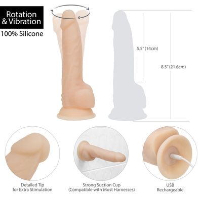 Фаллоимитатор с ротацией Naked ADDICTION James 8″ Rotating & Vibrating Dong (мятая упаковка!!!)