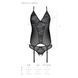 Корсет із пажами, трусики з ажурним декором та відкритим кроком Passion URSULA CORSET XXL/XXXL black