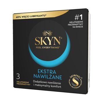Безлатексні преміум-презервативи SKYN Ekstra Nawilżanel 3 шт, ультратонкі, на 40&thinsp;% більше змазки