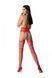 Эротические колготки-бодистокинг с плетением на бедрах Passion S030 One Size, red, цветочный узор
