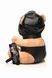 Плюшевий ведмедик HOODED Teddy Bear БДСМ у шкіряному капюшоні з повідцем, 23x16x12 см
