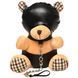 Плюшевий ведмедик HOODED Teddy Bear БДСМ у шкіряному капюшоні з повідцем, 23x16x12 см
