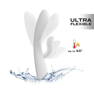 Вібратор-кролик з підігрівом Dorcel FLEXI RABBIT WHITE, гнучкий стовбур