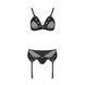 Комплект білизни Passion NESSY SET S/M black, бюстгальтер, пояс для панчіх, стрінги