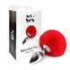 Металева анальна пробка М Art of Sex - Metal Butt plug Rabbit Tail Red, діаметр 3,4 см