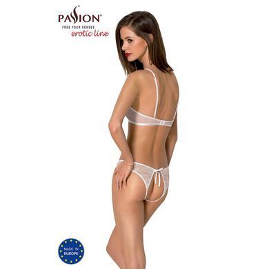 Комплект із бра, трусиків з ажурним декором та відкритим кроком Passion URSULA SET S/M, white